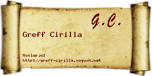 Greff Cirilla névjegykártya